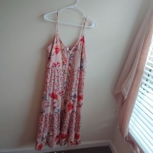 Pink floral midi dress